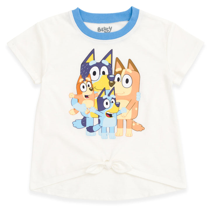 Bluey Girls' 2-Piece T-Shirt and Dolphin Shorts Set Family White
