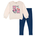 Minnie Mouse Girls' Fleece Sweatshirt and Leggings Set Ivory Navy