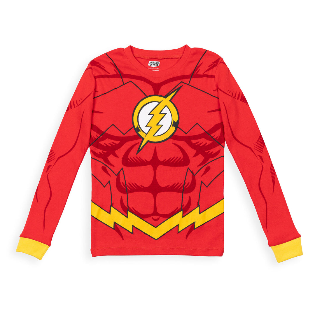 DC Comics Justice League Boys' 2-Piece Long Sleeve Pajama Set The Flash Red