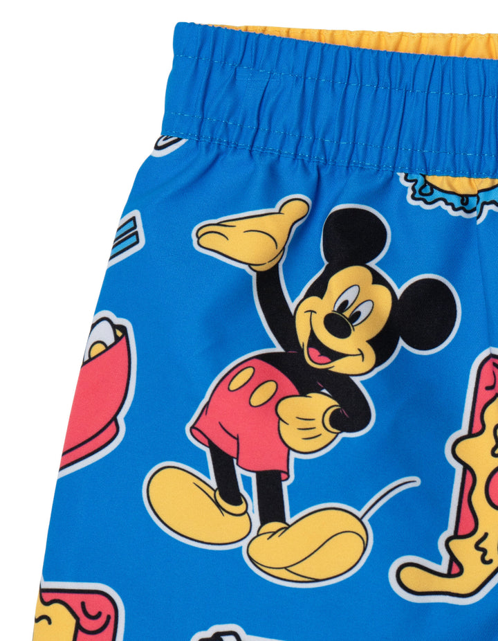 Disney Mickey Mouse Boys' Quick Dry Microfiber Swim Trunks Food Blue
