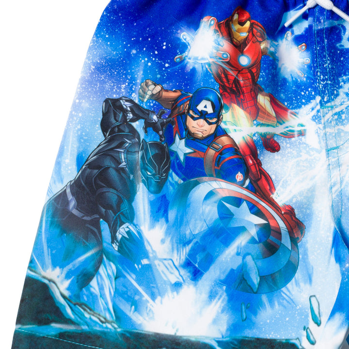 Marvel Avengers Boys' Quick-Dry Swim Trunks with Mesh Liner Royal Blue