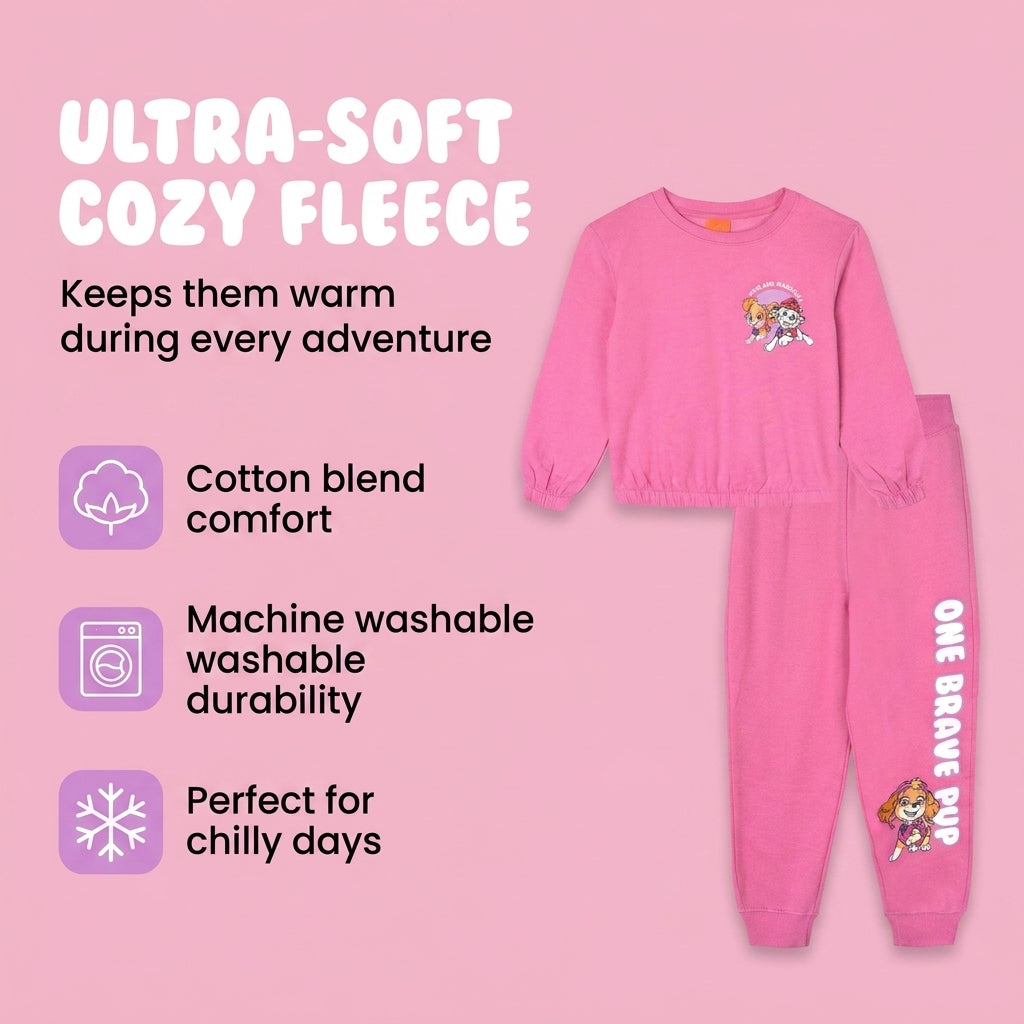 Paw Patrol Girls' Fleece 2-Piece Sweatshirt and Joggers Set Skye Marshall Pink