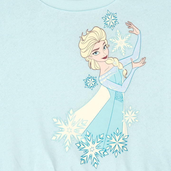 Frozen Queen Elsa Girls' Fleece Sweatshirt and Plaid Pleated Skirt Set Blue