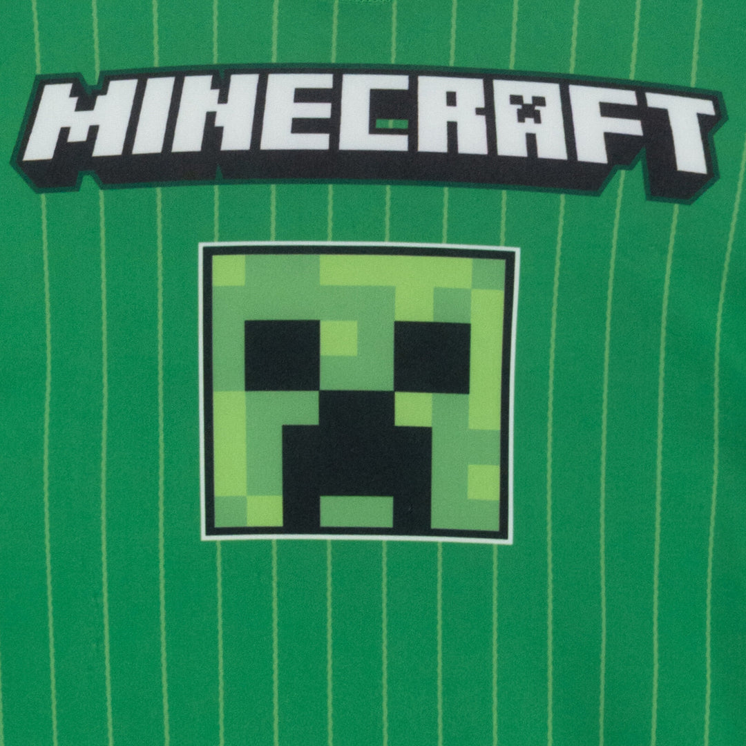 Minecraft Creeper Swimwear 2-Piece Rash Guard and Swim Trunks Set Dark Green