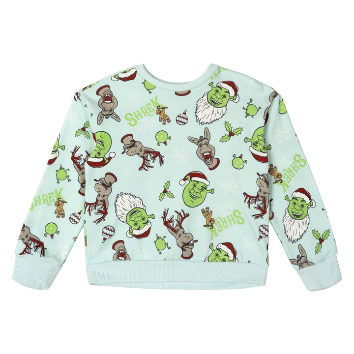Shrek Adult Men or Women Holiday Fleece Pullover Sweatshirt Sky Blue Donkey