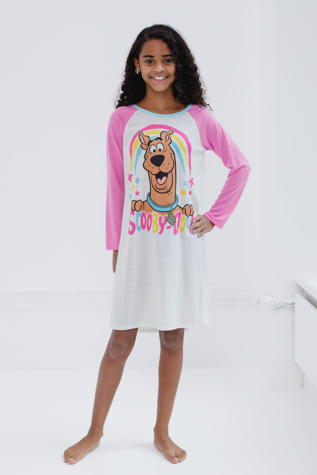 Scooby-Doo Girls' Sleepwear Nightgown Pink White