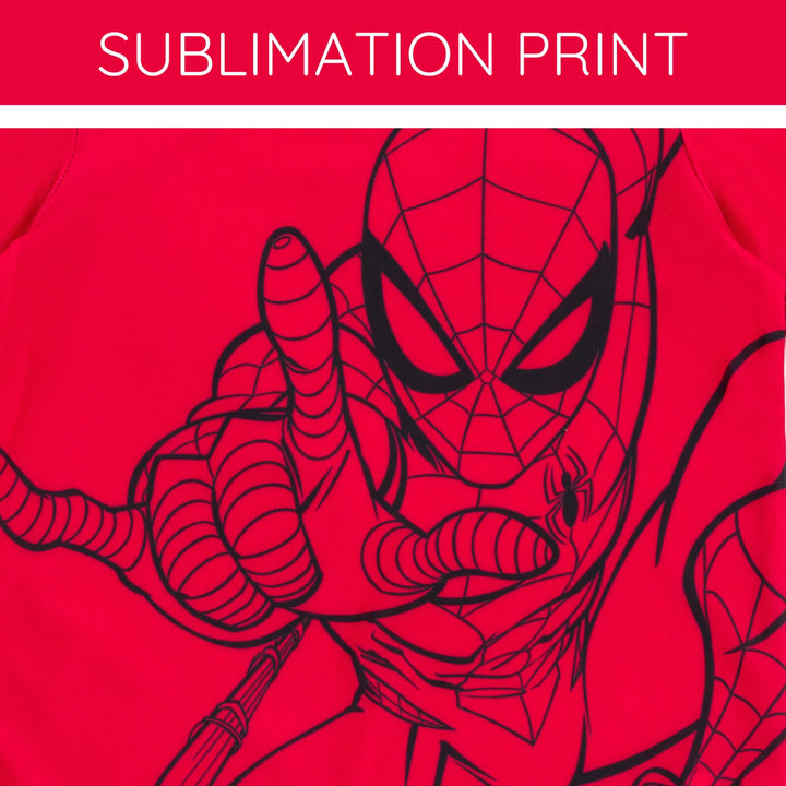 Marvel Spider-Man Boys' 2-Piece Rash Guard and Swim Trunks Set Red Black