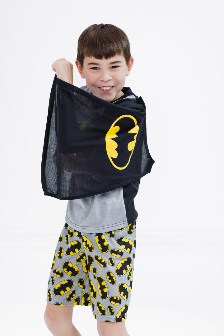 DC Comics Justice League Batman Boys' Pajama Shirt and Shorts Set with Cape Grey