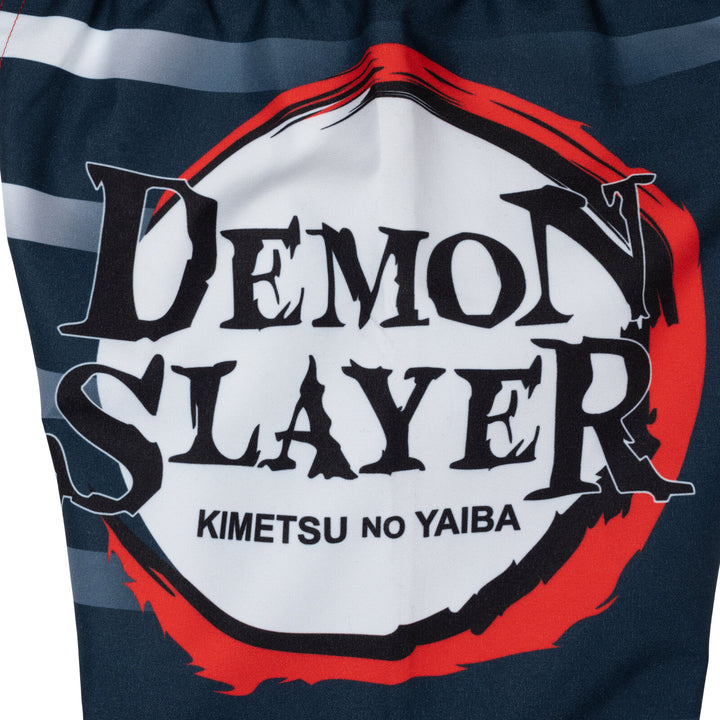 Demon Slayer Tanjiro Kamado Boys' UPF 50+ Rash Guard and Swim Trunks Navy Red