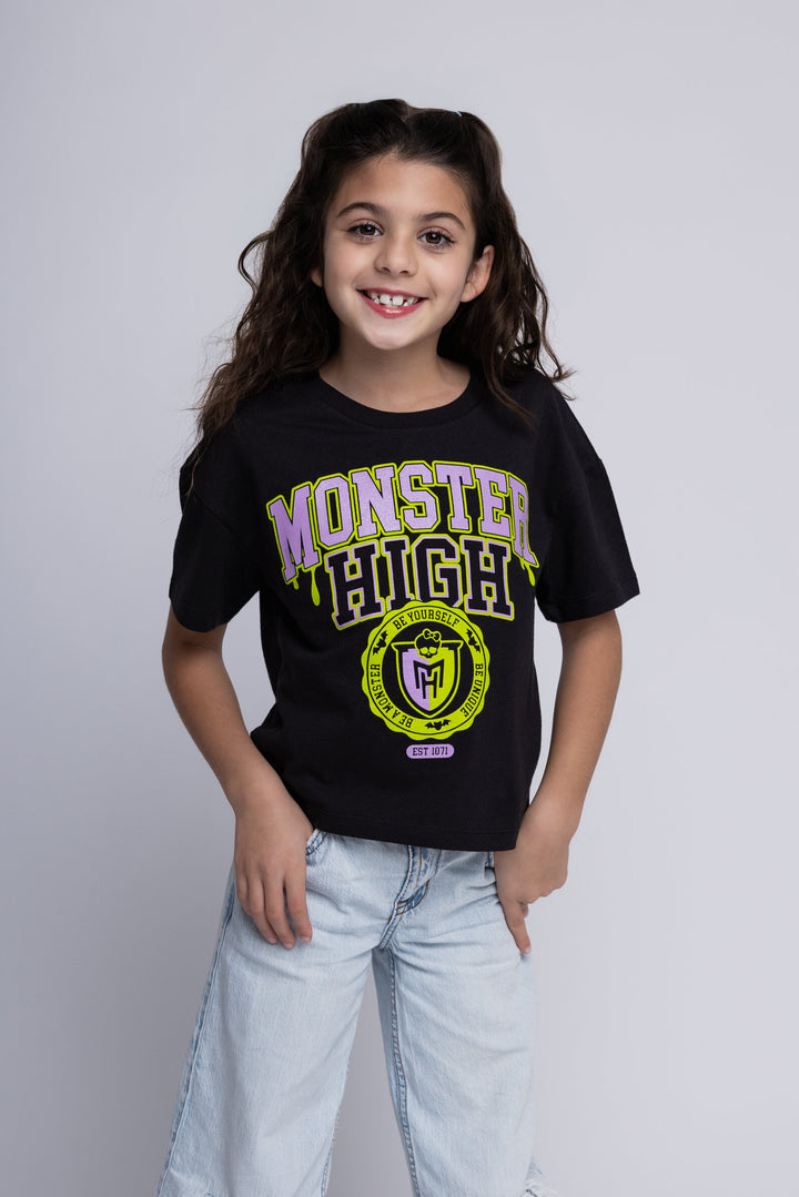 Monster High Girls' Short Sleeve T-Shirt Jet Black