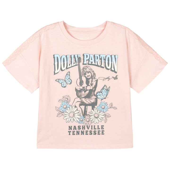 Dolly Parton Girls' Short Sleeve T-Shirt Soft Pink