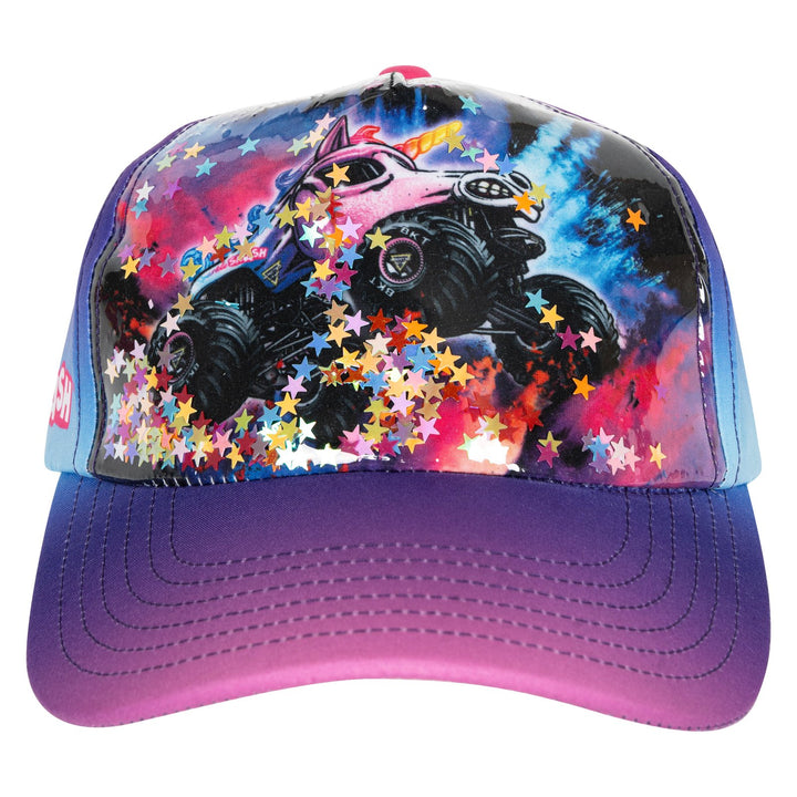 Monster Jam Girls' Cosplay Strapback Baseball Cap Sparkle Smash Purple