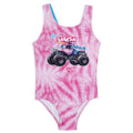 Monster Jam Sparkle Smash Girls' One Piece Bathing Suit UPF 50+ Pink