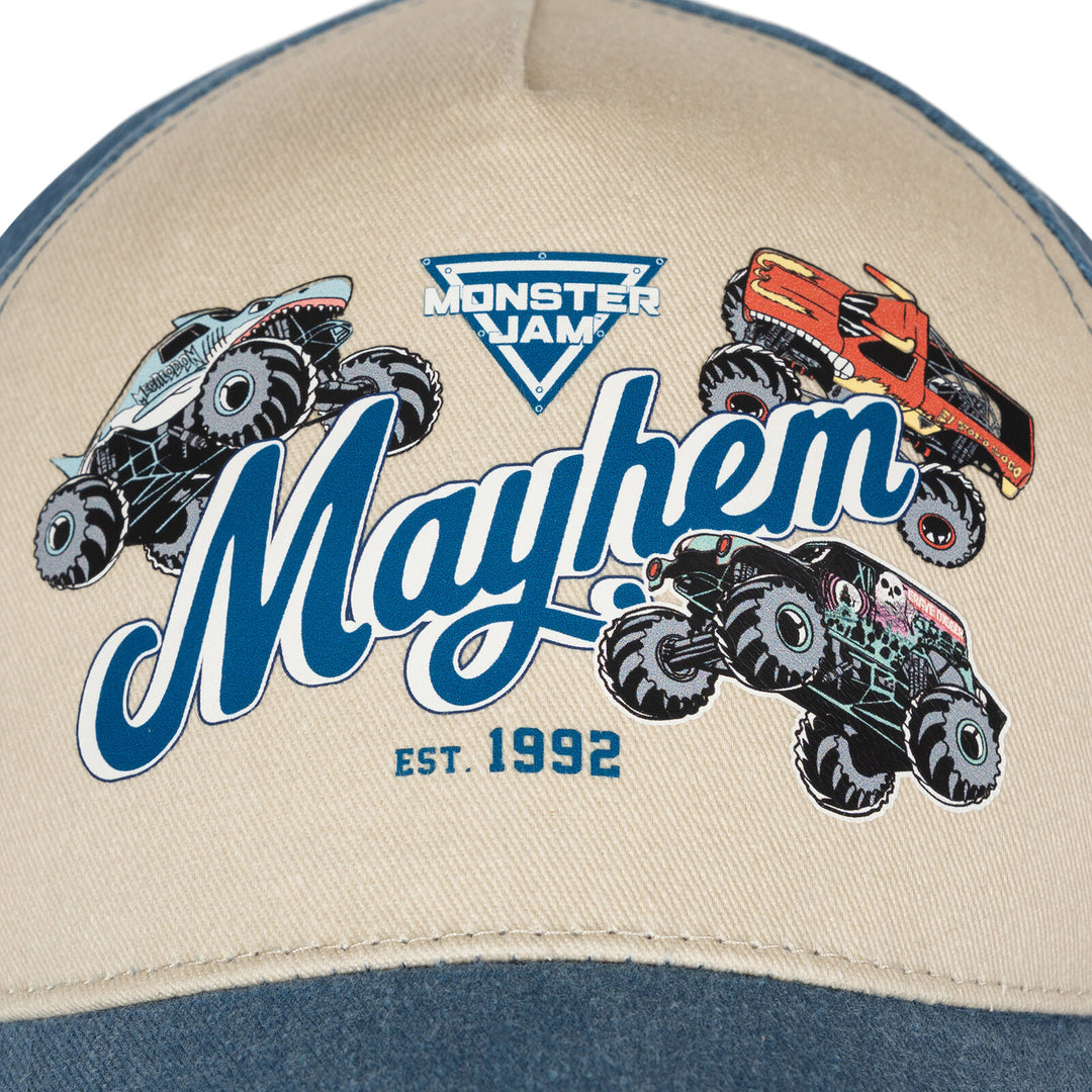 Monster Jam Boys' Adjustable Strapback Baseball Cap Blue Cream