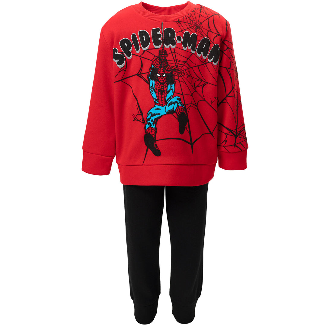 Marvel Spider-Man Boys' Fleece Sweatshirt and Joggers Set Black Red
