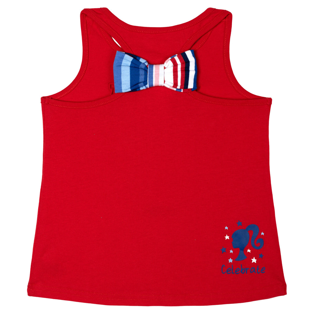 Barbie Girls' 2-Piece Sleeveless Tank Top and Shorts Set Red Navy Stripe