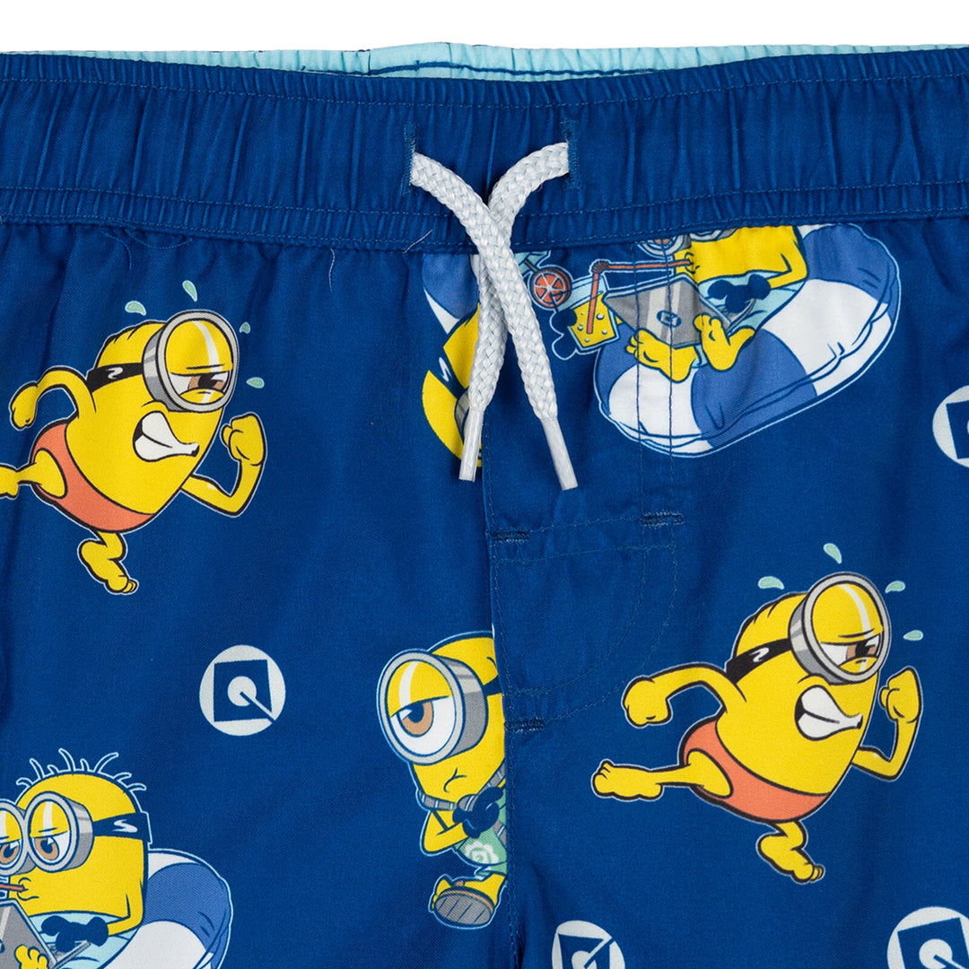 Minions Boys' Swimwear 2-Piece Rash Guard and Swim Trunks Set Navy Light Blue