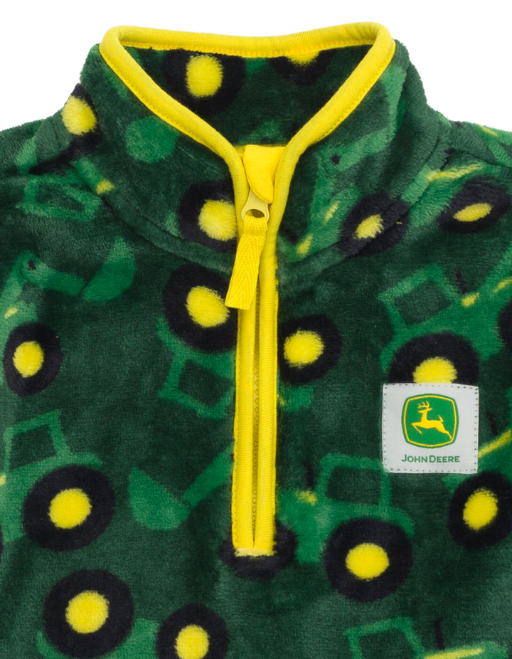 John Deere Boys' Fleece Quarter-Zip Sweatshirt Dark Green Yellow