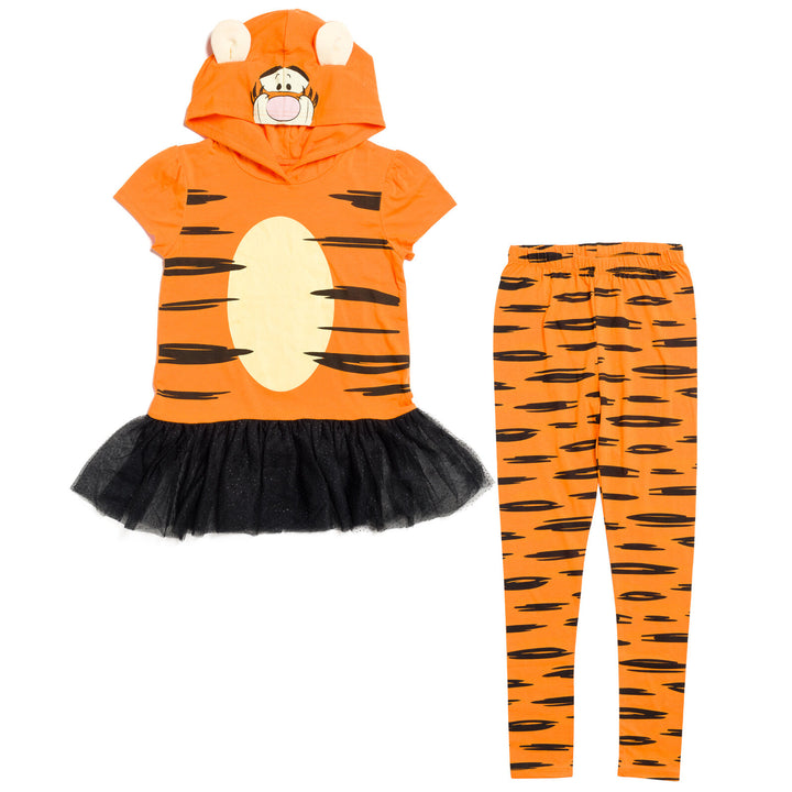 Disney Winnie the Pooh Tigger Cosplay 2-Piece Hooded Tee and Leggings Set Orange