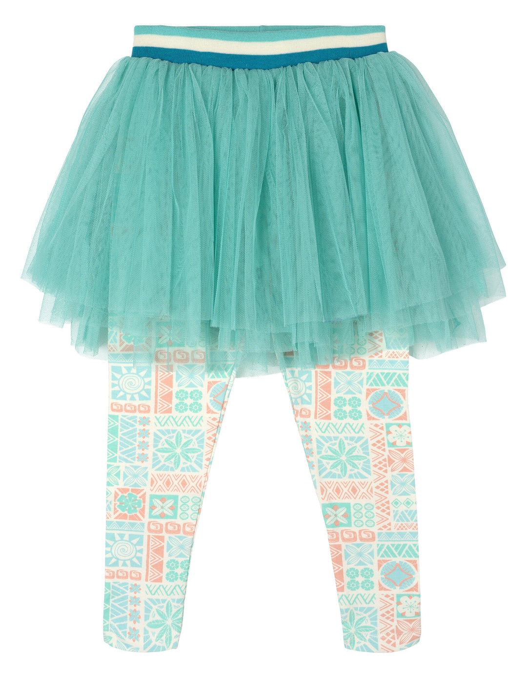 Moana Girls' Glitter T-Shirt and Tutu Leggings Set Coral Teal