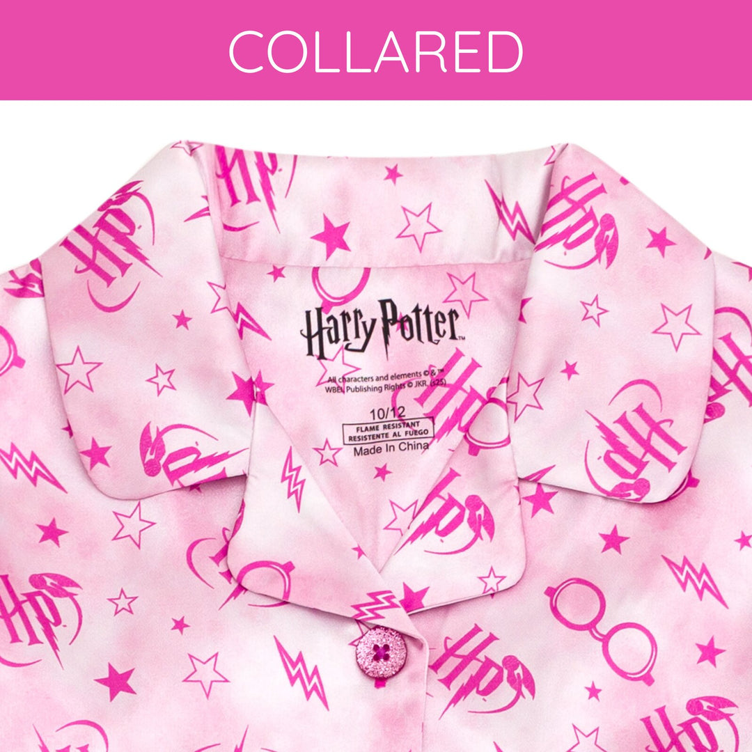Harry Potter Girls' Pajama Shirt and Pants Set Mottled Pink