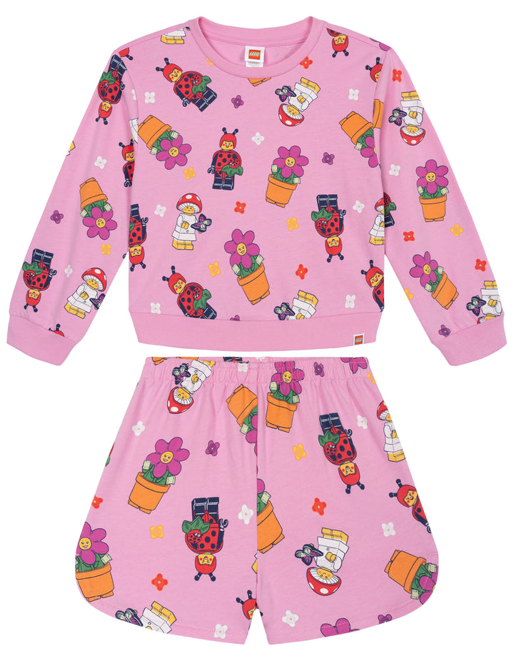 LEGO Girls' 2-Piece Sweatshirt and Dolphin Shorts Set Blossom Pink