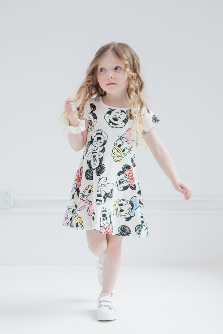 Disney Mickey Mouse & Friends Girls' Skater Dress and Scrunchie Set Tusk
