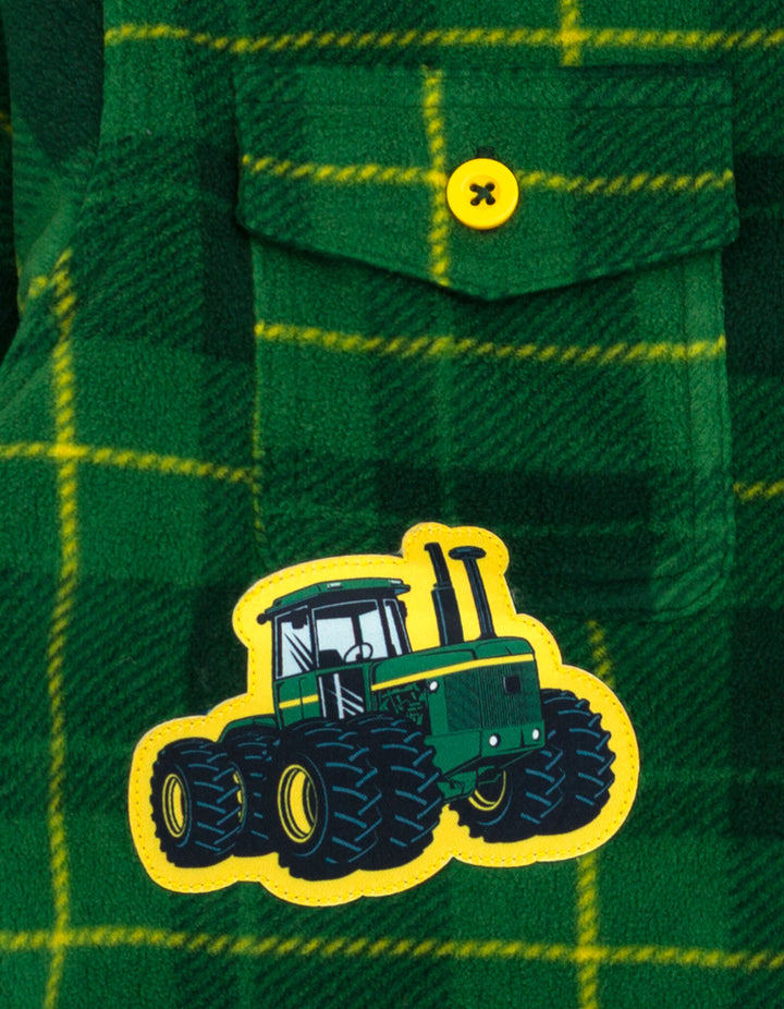 John Deere Matching Family Fleece Lined Shacket Green Yellow Plaid