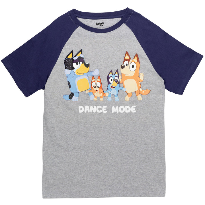 Bluey Men's Short Sleeve Raglan Graphic T-Shirt Heather Grey Navy