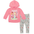 Cocomelon JJ Girls' Fleece Hoodie and Leggings Set Pink Heather Grey