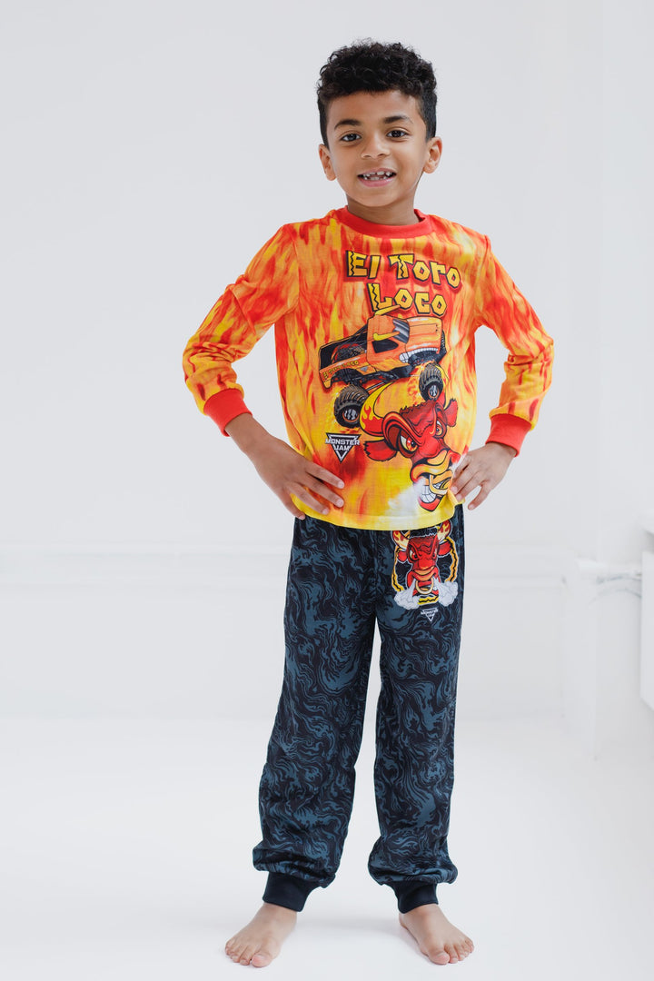 Monster Jam El Toro Loco Boys' 2-Piece Long Sleeve Pajama Set Orange