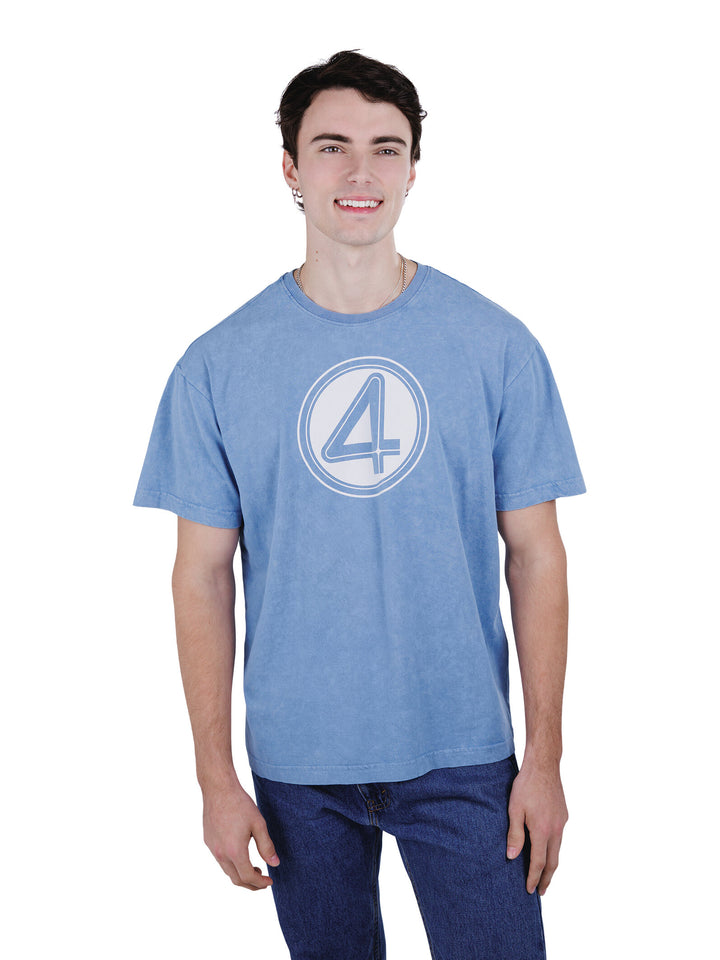 Marvel Fantastic Four Adult Men or Women Cosplay Short Sleeve T-Shirt Mottled Blue F4