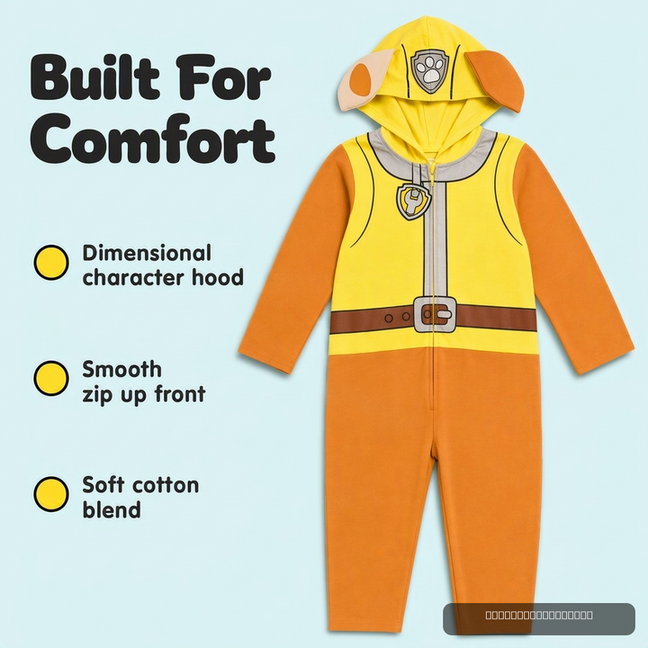 Paw Patrol Rubble Cosplay Hooded One Piece Yellow