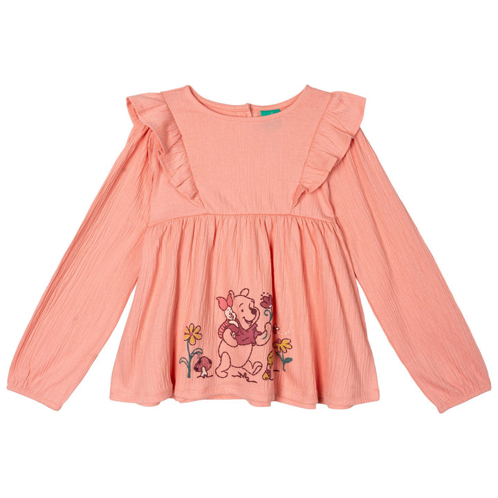 Disney Winnie the Pooh Girls' 2-Piece Top and Denim Pants Set Pink Piglet