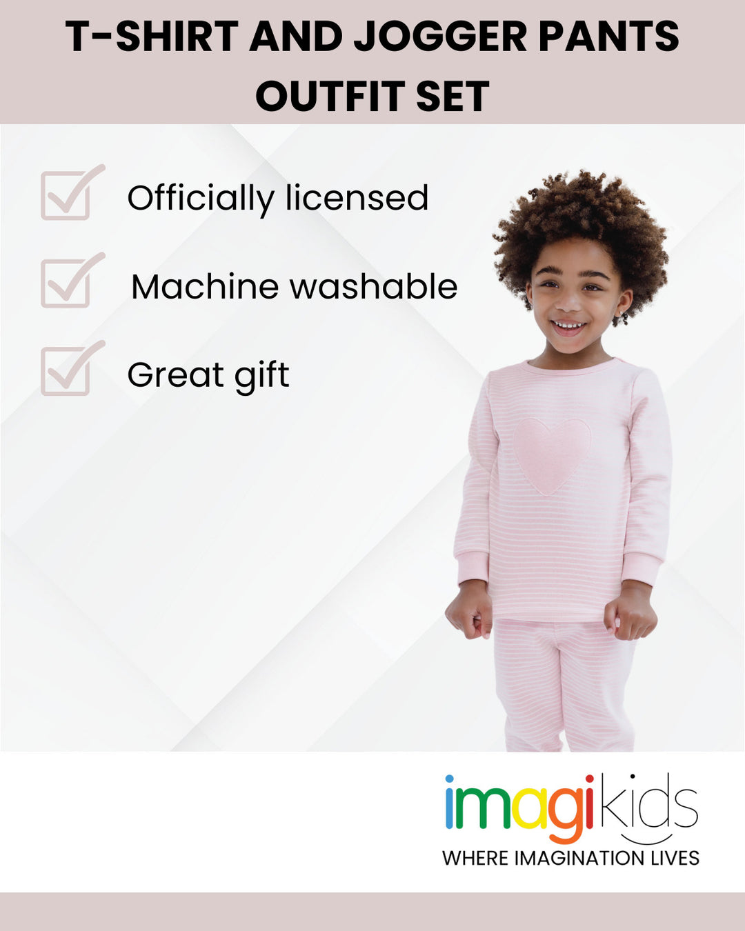 Cozeeme Girls' 2-Piece Tee and Pants Set Pink White Stripe