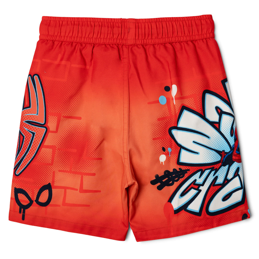 Marvel Spider-Man Boys' Quick-Dry Swim Trunks with Mesh Liner Brick Red