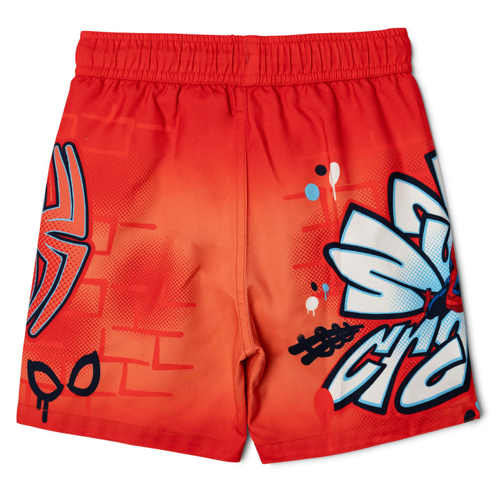 Marvel Spider-Man Boys' Quick-Dry Swim Trunks with Mesh Liner Brick Red