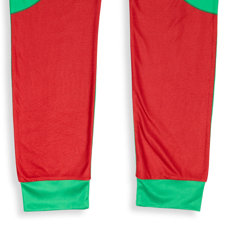 Dreamwave Elf Boys' Fleece Hooded One Piece Pajamas Green Red