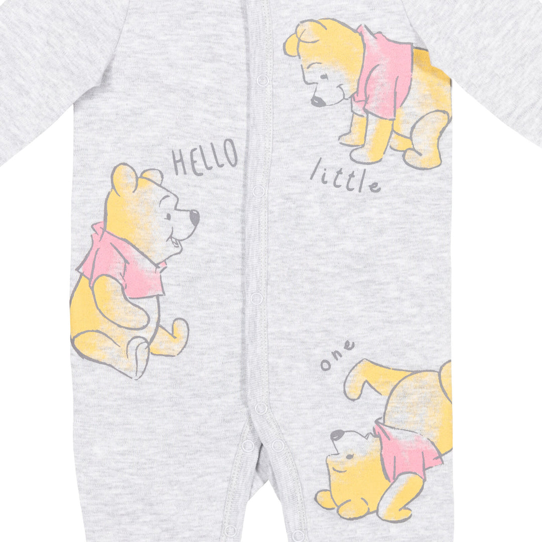 Disney Winnie the Pooh 2-Pack Footed One-Piece Sleep N' Play White Grey