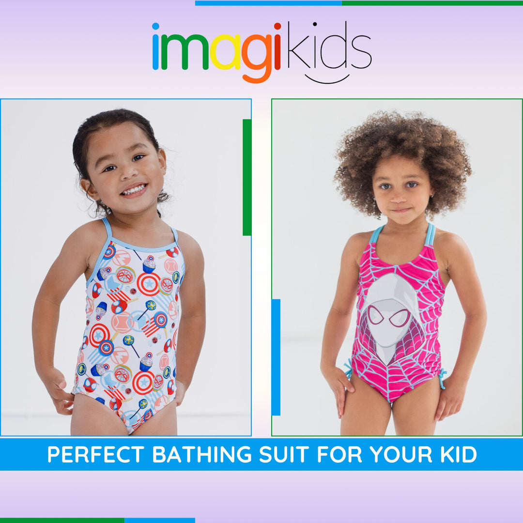 Marvel Comics Girls' One Piece Swimwear Blue White