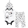 Disney 101 Dalmatians Patch Baby Bodysuit Pants and Hat Set White Dalmatian