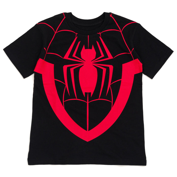 Marvel Spider-Man Boys' Cosplay Short Sleeve T-Shirt Web Black Miles