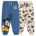 Disney Mickey Mouse & Friends Boys' Fleece Jogger Pants 2-Pack Blue Tan