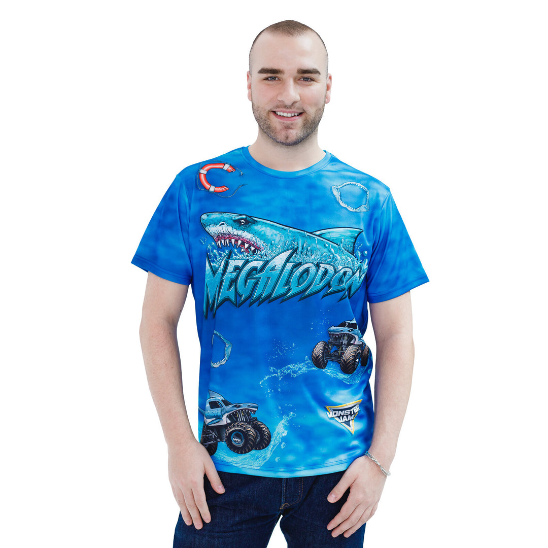 Monster Jam Megalodon Men's Athletic Short Sleeve T-Shirt Dark Blue