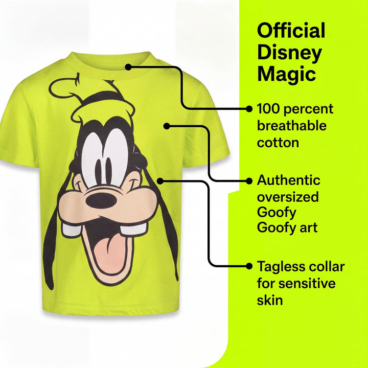 Disney Mickey Mouse Goofy Boys' Short Sleeve Graphic T-Shirt Lime Green