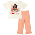Moana Girls' 2-Piece T-Shirt and Leggings Set Ivory Rib Peach