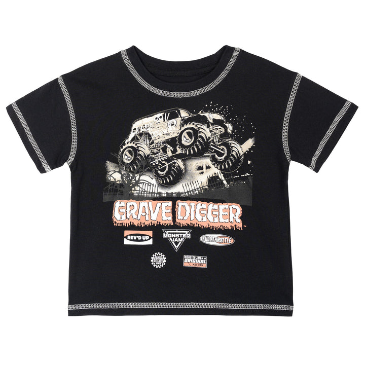 Monster Jam Grave Digger Boys' 2-Piece T-Shirt and Denim Skirt Set Gray