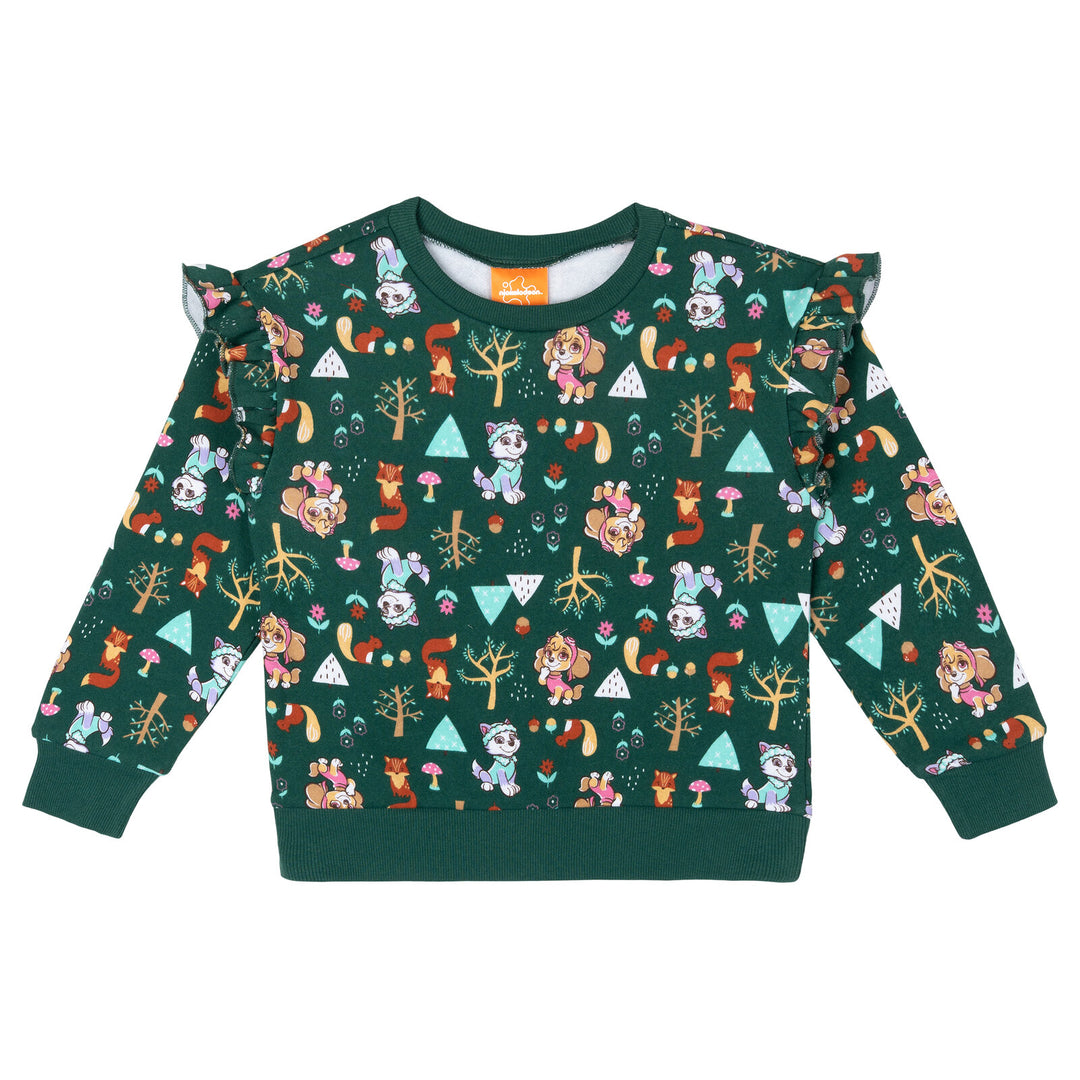 Paw Patrol Girls' Fleece 2-Piece Sweatshirt and Joggers Set Skye Everest Green