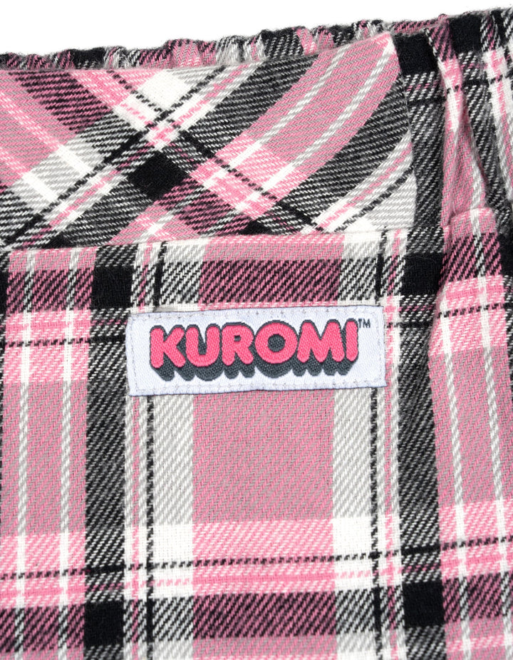 Hello Kitty Kuromi Girls' Fleece Sweatshirt and Plaid Pleated Skirt Set Charcoal