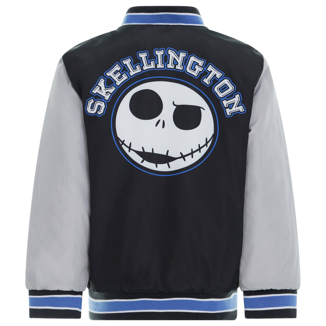 Nightmare Before Christmas Full Zip Varsity Bomber Jacket Black Grey Jack Zero